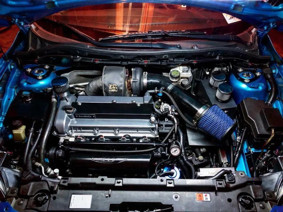 Turbocharged Mazda engine bay at CJ Performance Mansfield