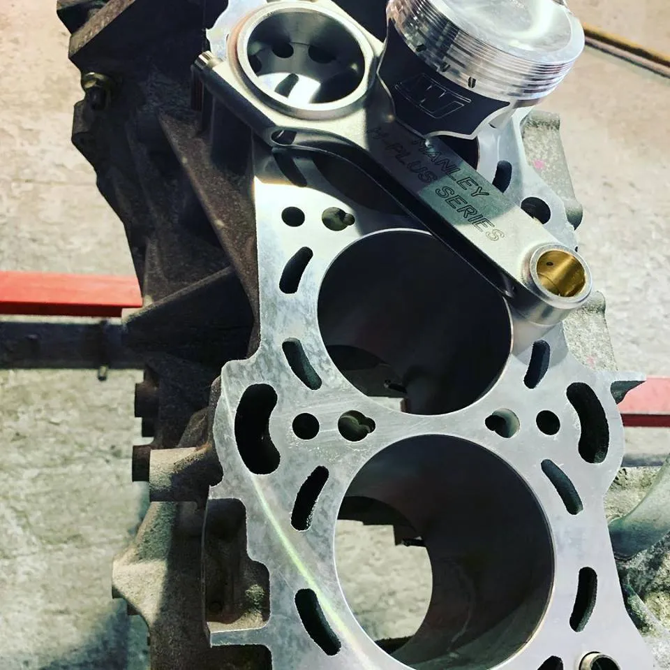 Bare engine block before a rebuild at CJ Performance Mansfield
