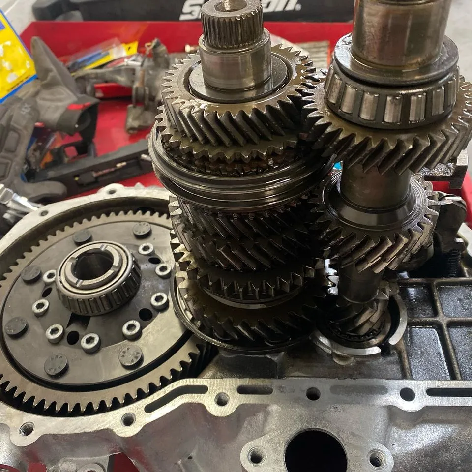 Gearbox internals stripped for a rebuild at CJ Performance Mansfield