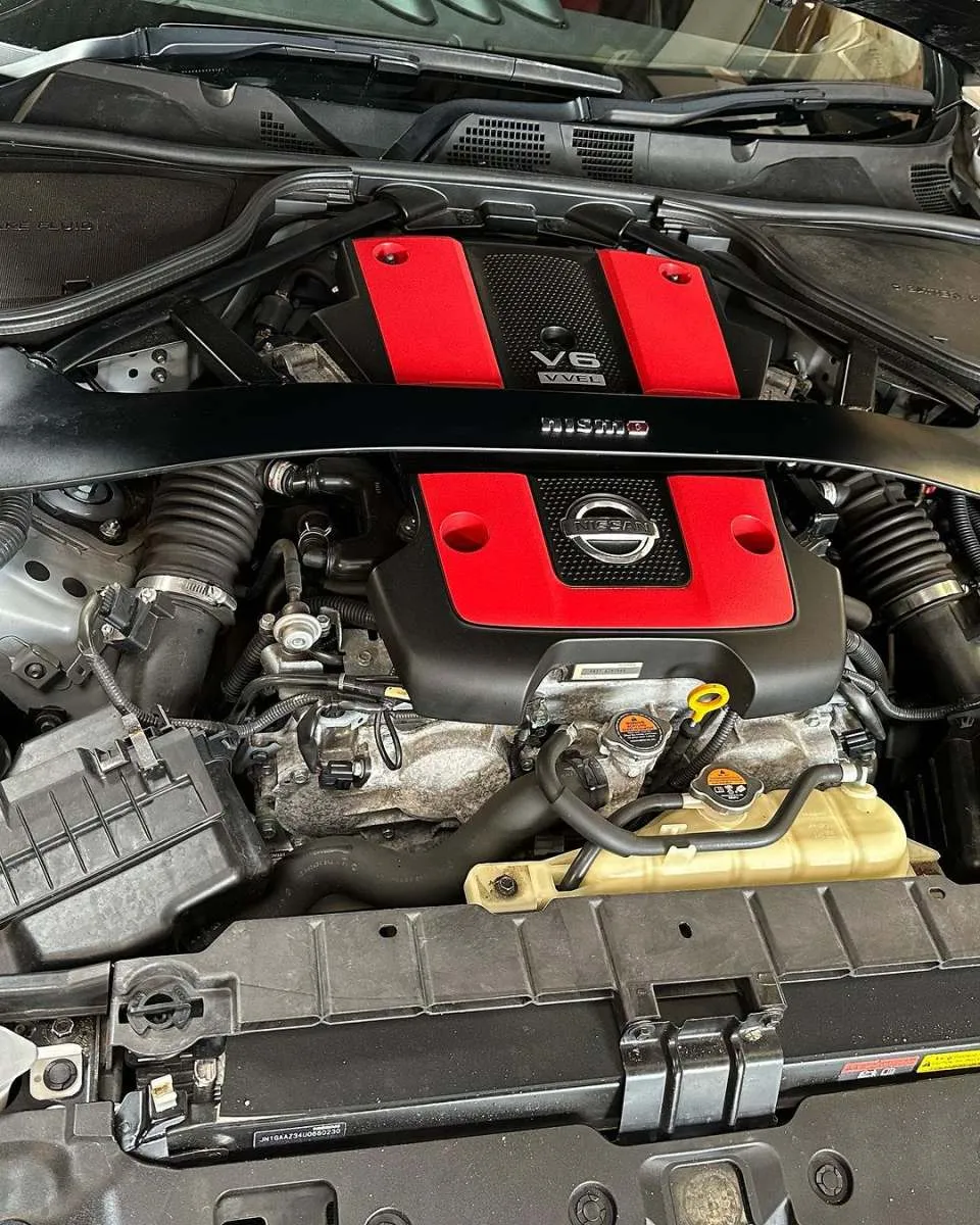 Nissan 370Z engine bay at CJ Performance Mansfield