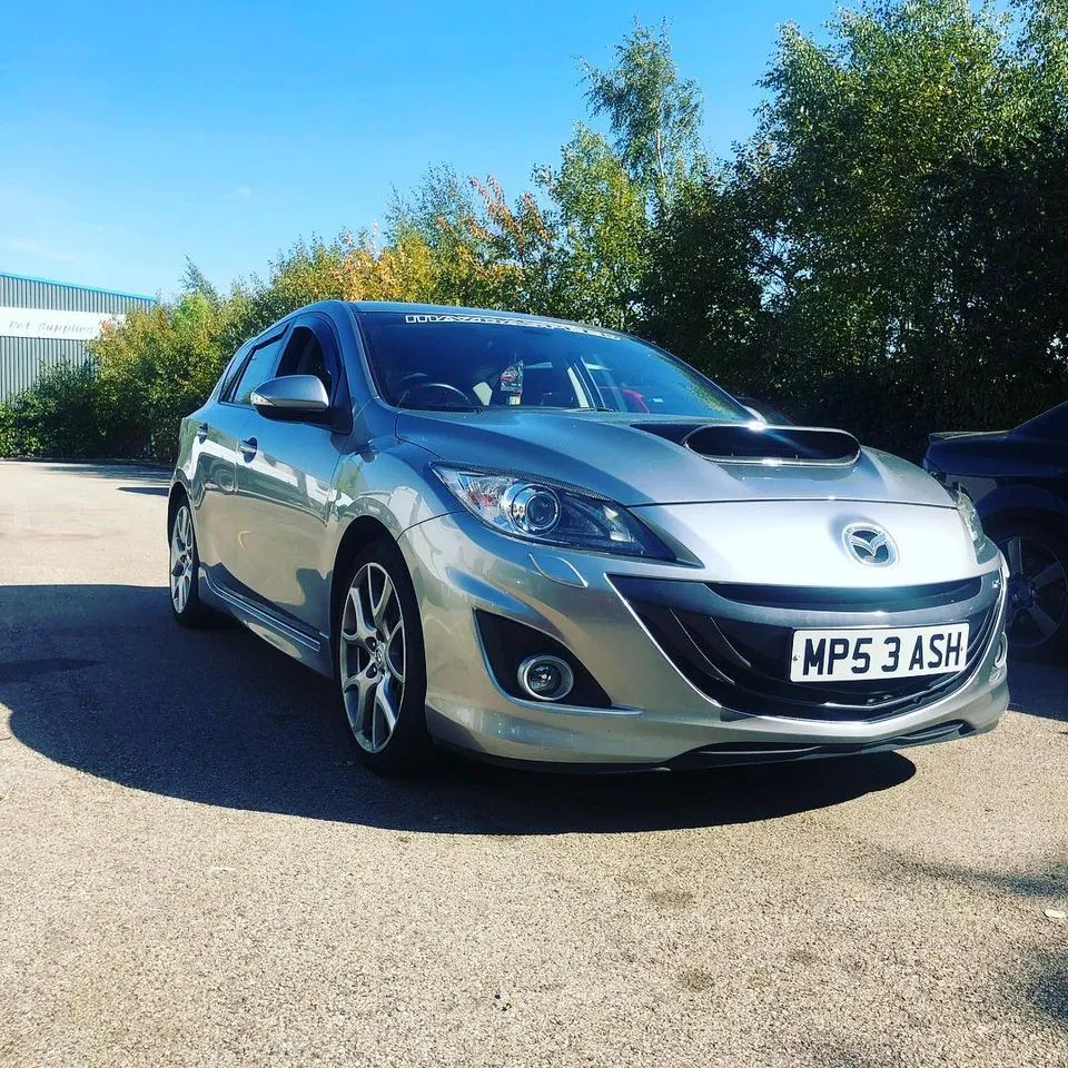 Silver Mazda 3 MPS outside CJ Performance Mansfield
